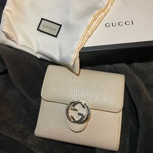 ***SOLD**** Authentic Gucci Cream GG French Flap Wallet